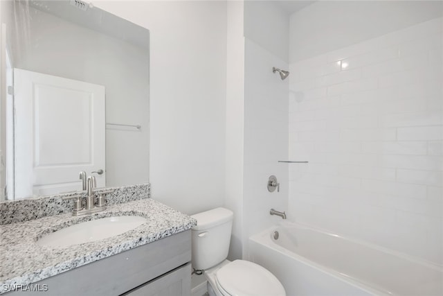 full bathroom featuring vanity, shower / bathtub combination, and toilet