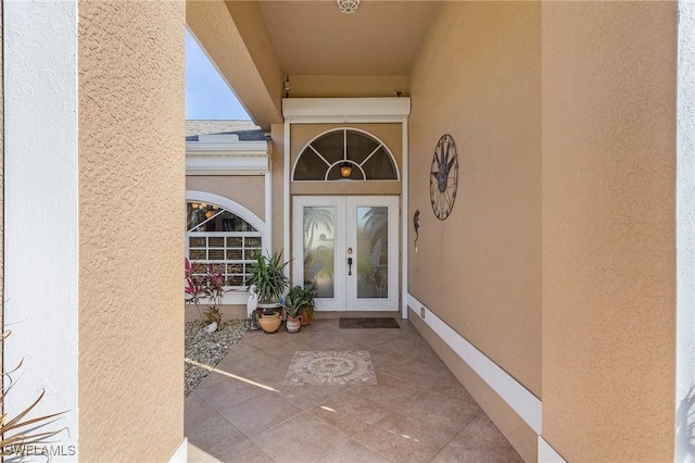 property entrance with french doors