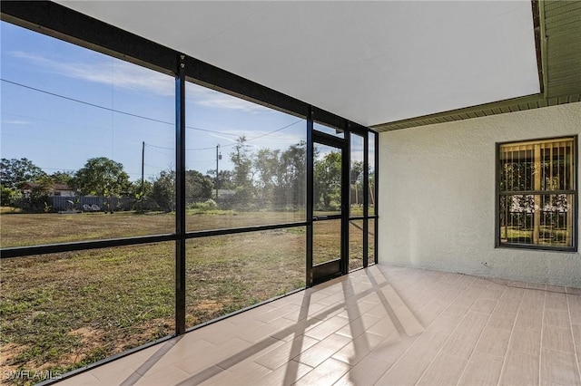 view of unfurnished sunroom