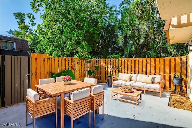 view of patio with an outdoor living space