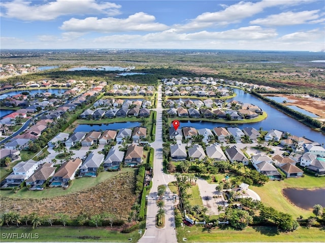 bird's eye view featuring a water view