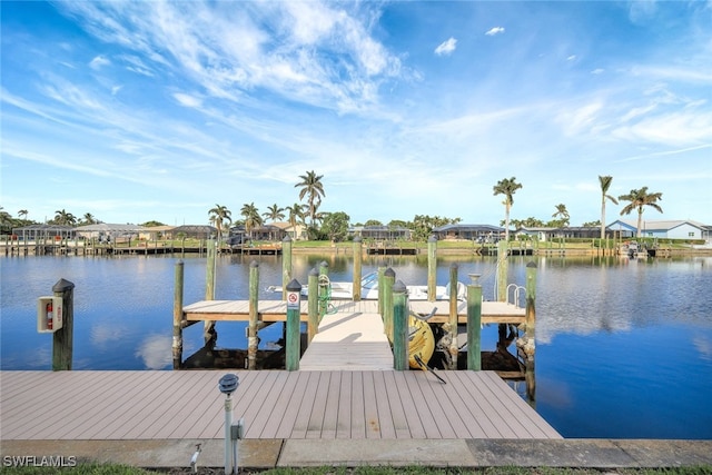 view of dock featuring a water view