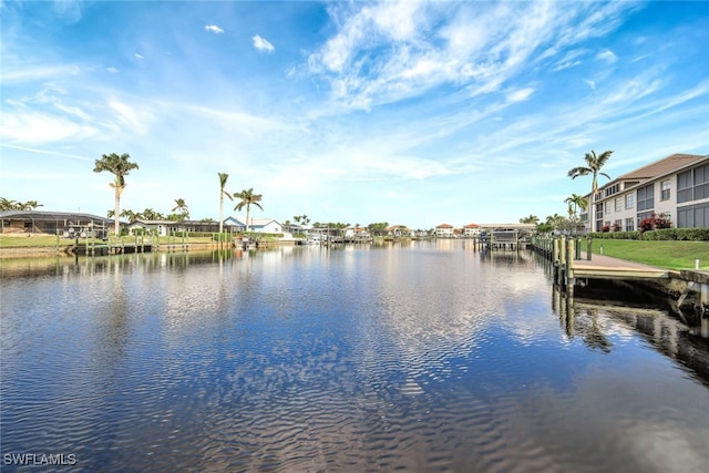 view of water feature featuring a dock