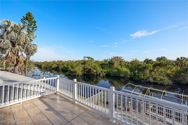 exterior space featuring a water view