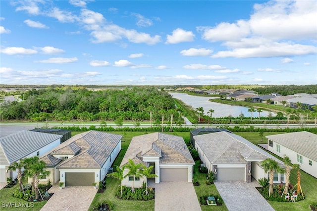 bird's eye view featuring a water view