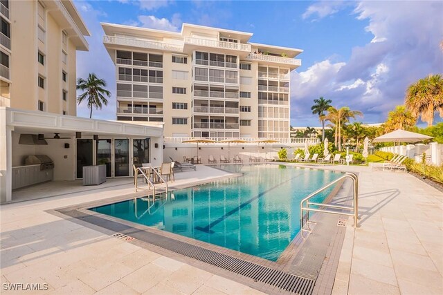 view of pool featuring a patio area