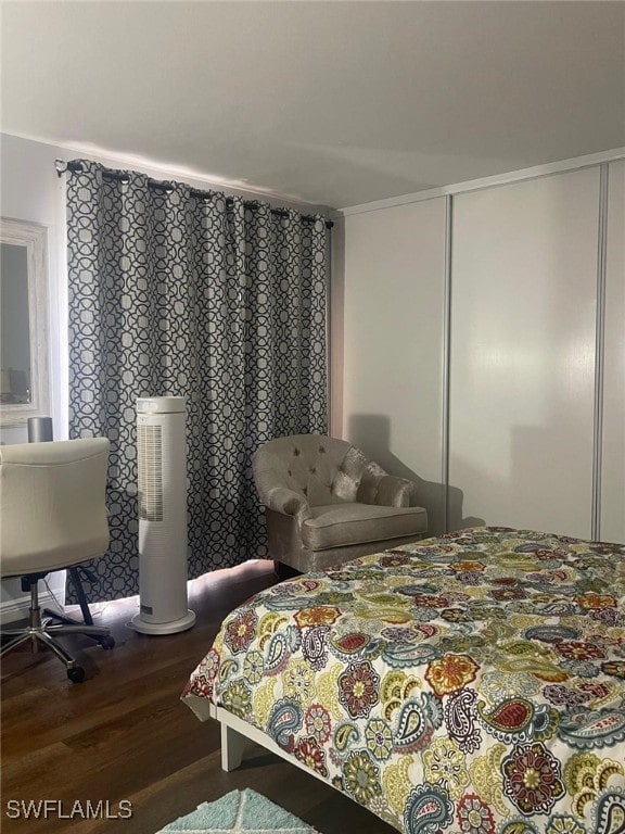 bedroom with a closet and wood-type flooring