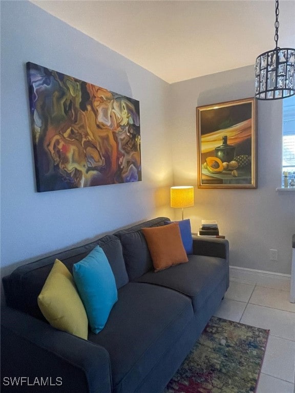 view of tiled living room