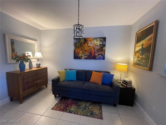 view of tiled living room