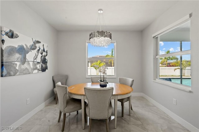 dining room with an inviting chandelier