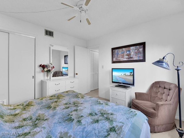 bedroom featuring ceiling fan