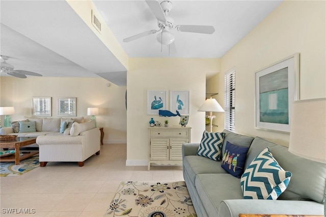 view of tiled living room