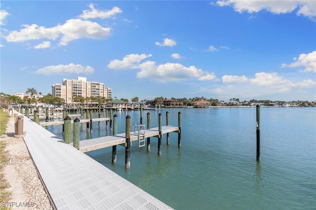 view of dock featuring a water view