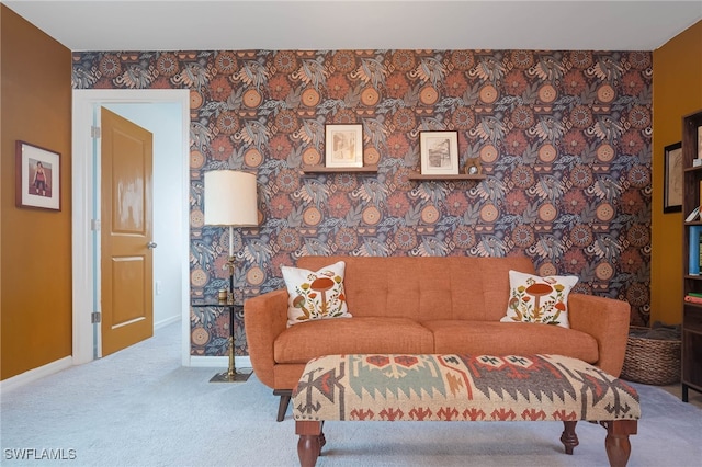 living room with carpet floors