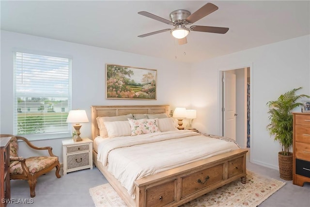 bedroom featuring ceiling fan