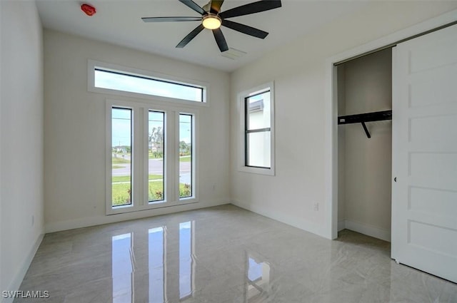 unfurnished bedroom with ceiling fan