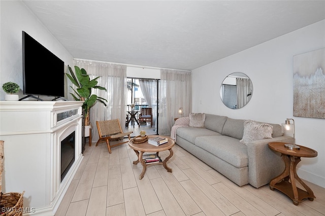 living room featuring light wood-type flooring