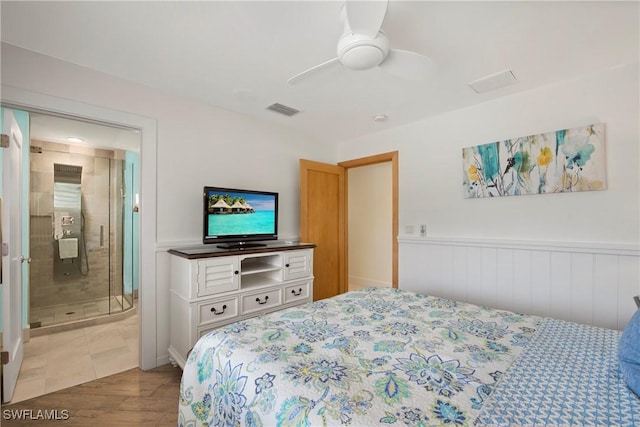 bedroom featuring ceiling fan