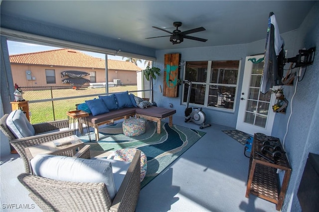 view of patio / terrace featuring outdoor lounge area and ceiling fan