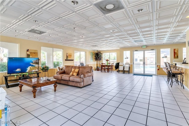 view of tiled living room