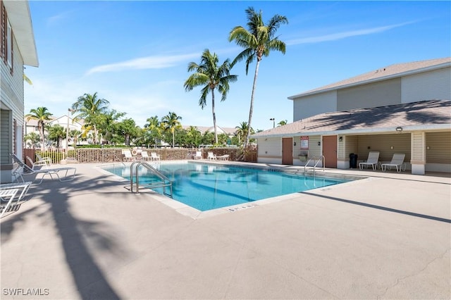 view of pool featuring a patio