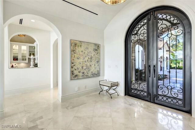 entrance foyer with french doors