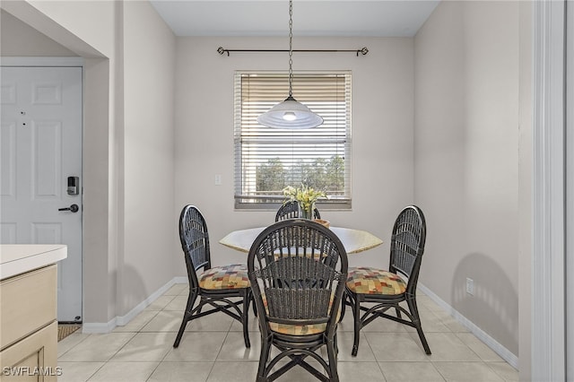 dining space with light tile patterned flooring