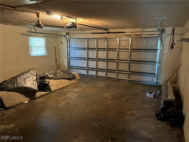 garage with a garage door opener