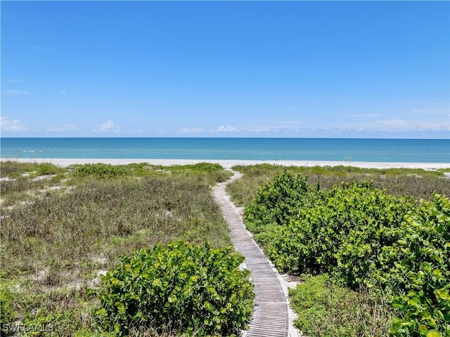 water view featuring a beach view