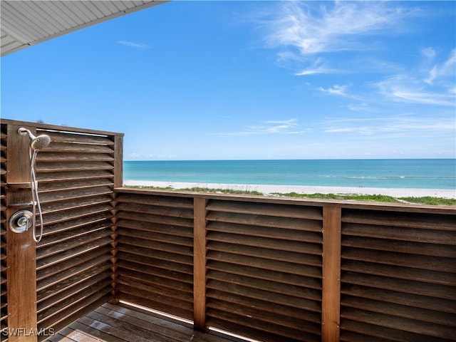 view of water feature featuring a beach view