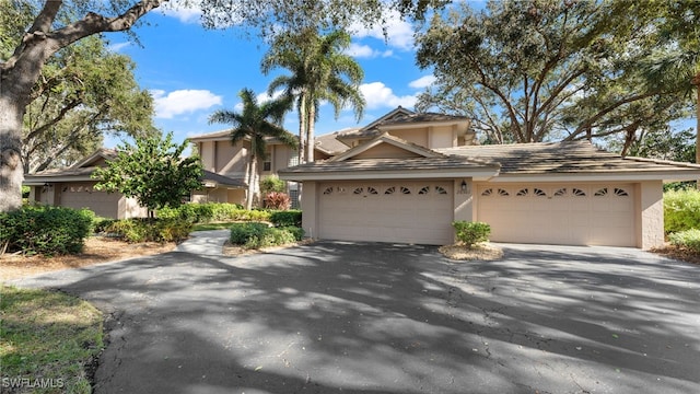 view of front of property with a garage