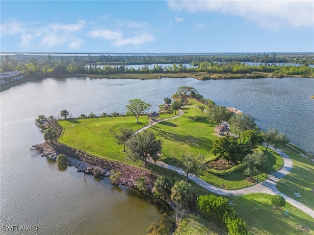 bird's eye view featuring a water view