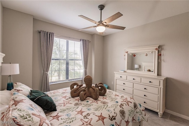 bedroom featuring ceiling fan