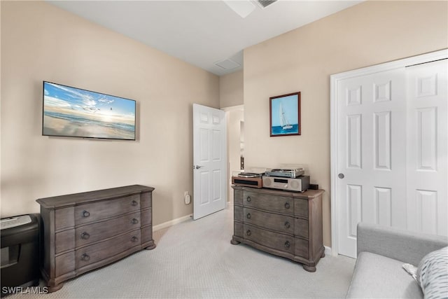 sitting room with light colored carpet