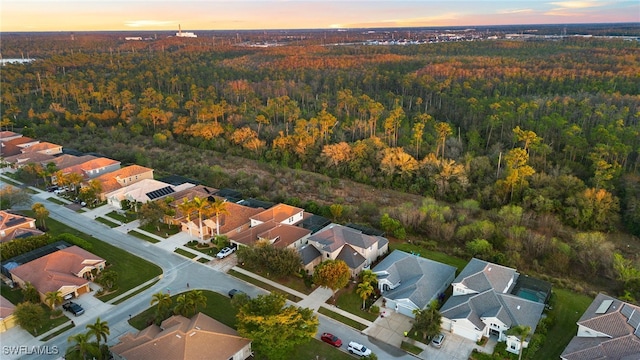 view of aerial view at dusk