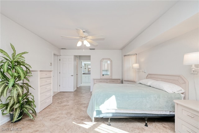 bedroom featuring ceiling fan