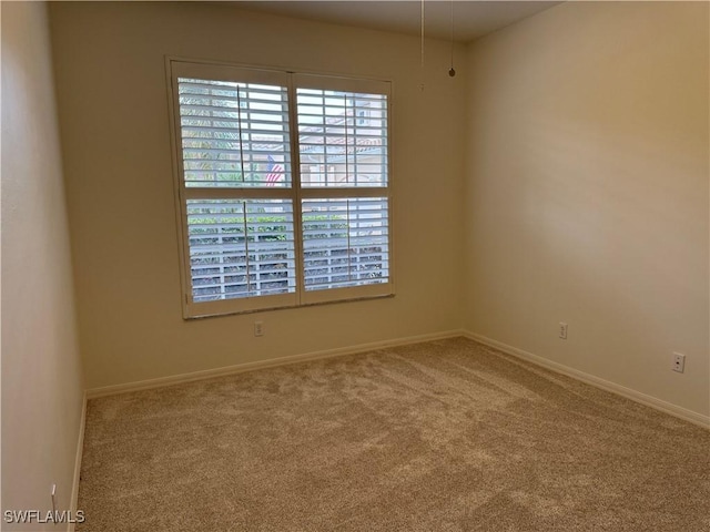 unfurnished room with light colored carpet