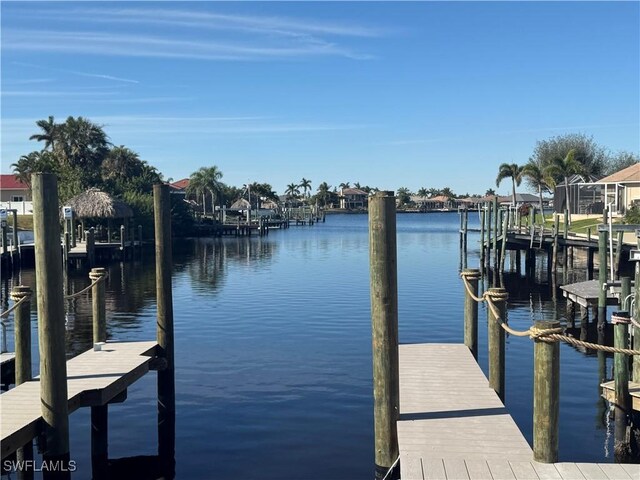 dock area featuring a water view