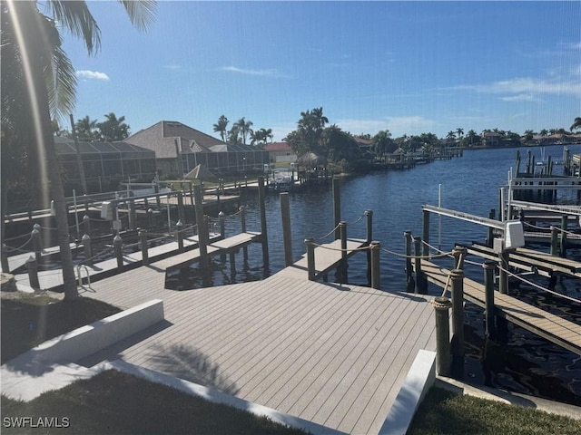 view of dock featuring a water view