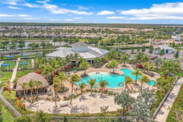 16522 Crescent Beach Way, Bonita Springs, FL 34135 - aerial perspective of suburban area featuring a pool area