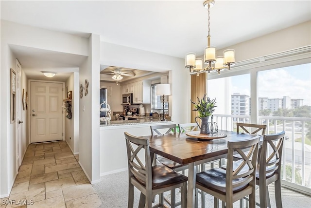 dining room with an inviting chandelier