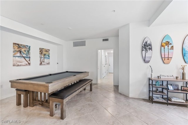 playroom with light tile patterned flooring and pool table