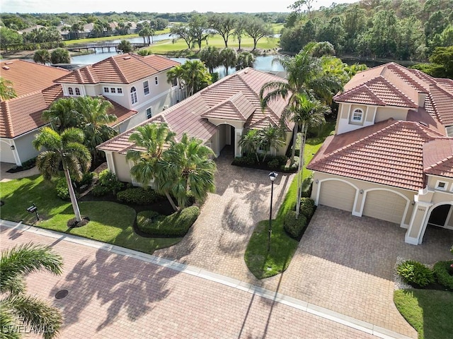 bird's eye view featuring a water view