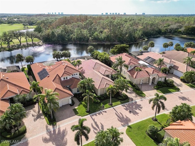 bird's eye view featuring a water view