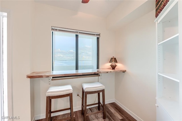 living area with dark wood-type flooring