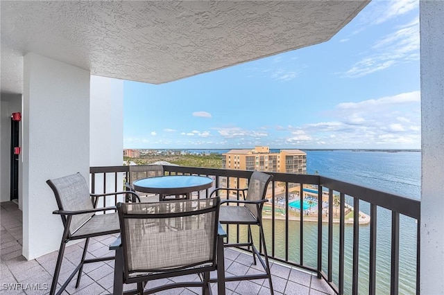 balcony with a water view