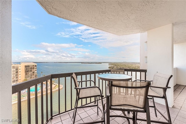 balcony with a water view