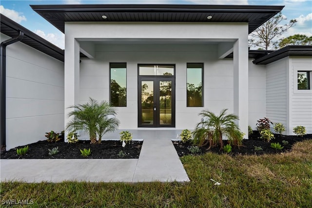 property entrance with french doors