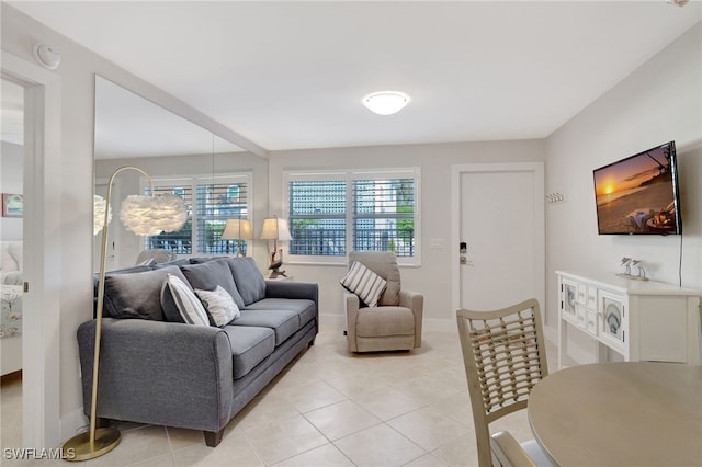 view of tiled living room