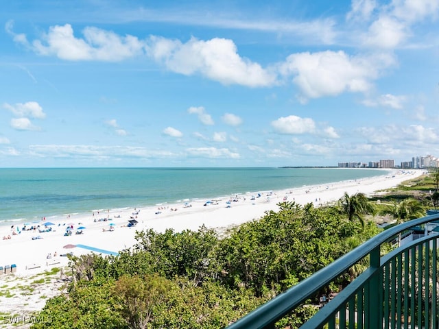 view of water feature with a view of the beach